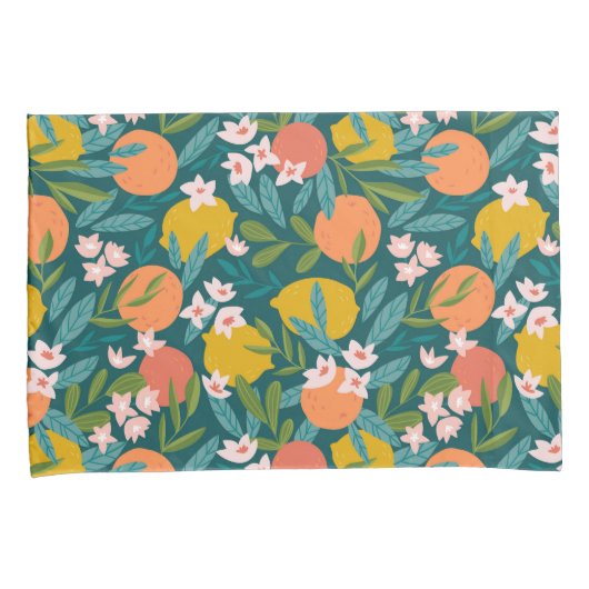  Sinaasappel & Citroenbloesempatroon Kussensloop (Voorkant-Rechts)