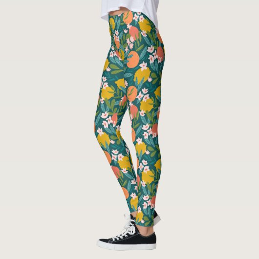  Sinaasappel & Citroenbloesempatroon Leggings (Links)