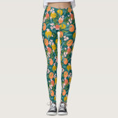  Sinaasappel & Citroenbloesempatroon Leggings (Voorkant)
