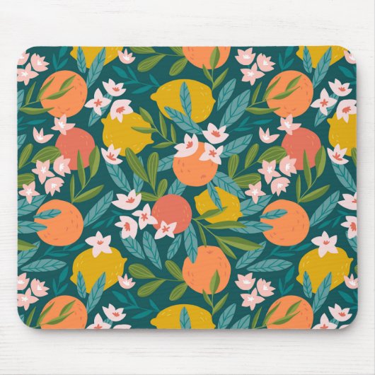 Sinaasappel & Citroenbloesempatroon Muismat (Voorkant)