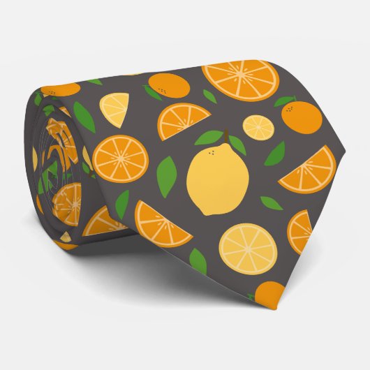 Sinaasappel & Citroenpatroon Stropdas (Opgerold)