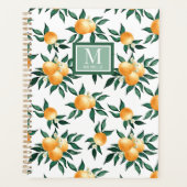 Sinaasappel Citrus Aquarel Monogram Naam Planner (Voorkant)