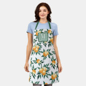 Sinaasappel Citrus Aquarel Monogram Naam Schort (Gedragen)