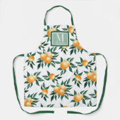 Sinaasappel Citrus Aquarel Monogram Naam Schort (Voorkant)
