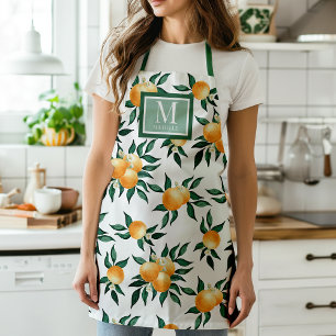 Sinaasappel Citrus Aquarel Monogram Naam Schort