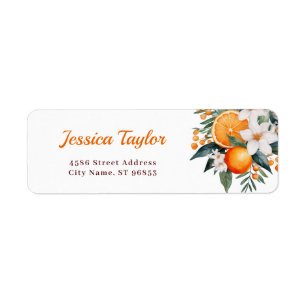 Sinaasappel citrus aquarel retouradreslabel etiket