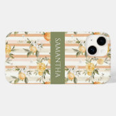 Sinaasappel Citrus Bloemig Perzik Streep Naam Case-Mate iPhone Case (Achterkant (horizontaal))