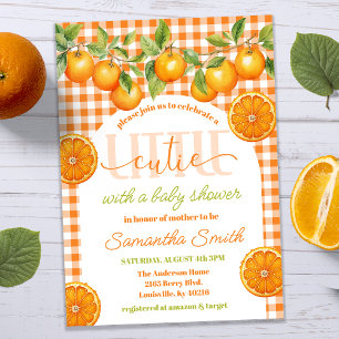 Sinaasappel Citrus Geruit Babyshower voor Kleine M Kaart