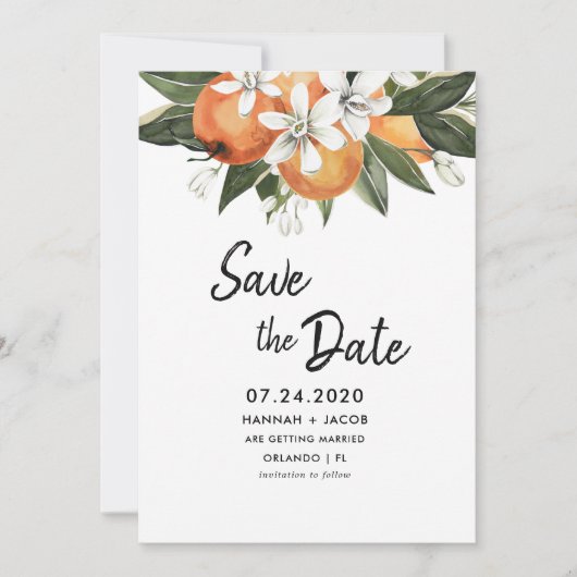 Sinaasappel citrus groen blijf de datumkaarten kaart (Voorkant)