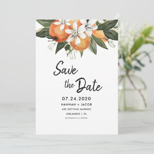 Sinaasappel citrus groen blijf de datumkaarten kaart (Staand voorkant)