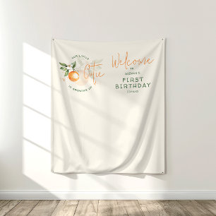 Sinaasappel Citrus Kleine Cutie Verjaardagsfeest A Wandkleed