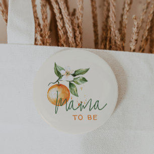 Sinaasappel Citrus Kleine Moppie Baby Shower Mama Ronde Button 5,7 Cm