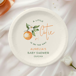 Sinaasappel Citrus Little Cutie Baby shower Papier Papieren Bordje