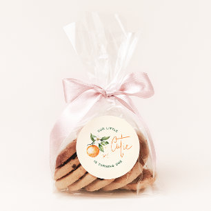 Sinaasappel Citrus Little Cutie Verjaardagsfeest F Ronde Sticker