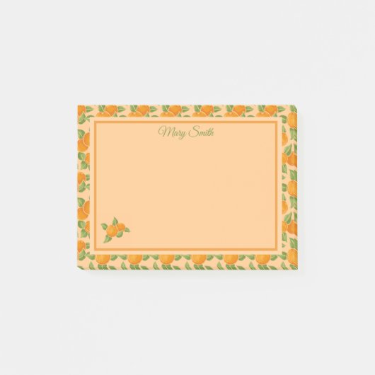 Sinaasappel Citrus Rand Botanisch Ontwerp Post-it® Notes (Voorkant)