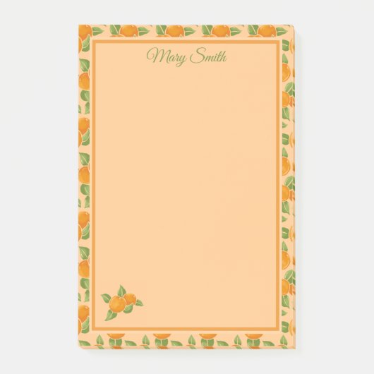 Sinaasappel Citrus Rand Botanisch Ontwerp Post-it® Notes (Voorkant)