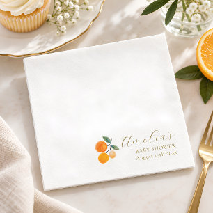 Sinaasappel citrus waterverf baby shower op maat servet