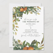 Sinaasappel citrus waterverf botanische bruiloft save the date (Voorkant)