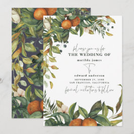 Sinaasappel citrus waterverf botanische bruiloft save the date