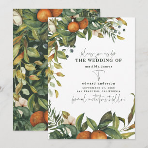 Sinaasappel citrus waterverf botanische bruiloft save the date