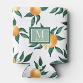 Sinaasappel citrus waterverf monogram naam blikjeskoeler (Achterkant)