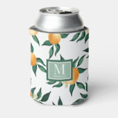 Sinaasappel citrus waterverf monogram naam blikjeskoeler (Blikje Achterkant)
