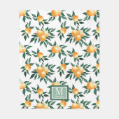 Sinaasappel citrus waterverf monogram naam fleece deken (Voorkant)