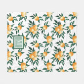 Sinaasappel citrus waterverf monogram naam fleece deken (Voorkant (Horizontaal))