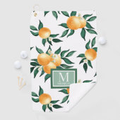 Sinaasappel citrus waterverf monogram naam golfhanddoek (Insitu)