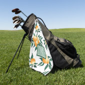 Sinaasappel citrus waterverf monogram naam golfhanddoek (Groen)