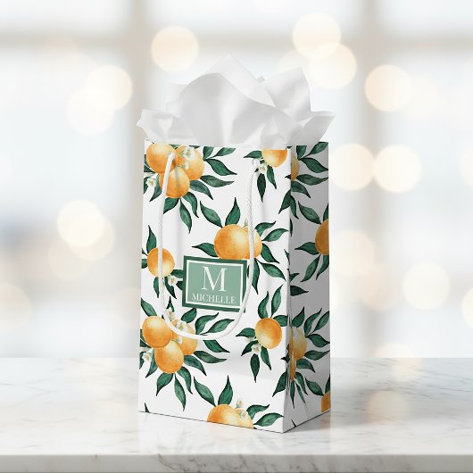 Sinaasappel citrus waterverf monogram naam klein cadeauzakje