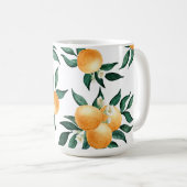 Sinaasappel citrus waterverf monogram naam koffiemok (Voorkant rechts)