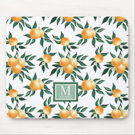 Sinaasappel citrus waterverf monogram naam muismat