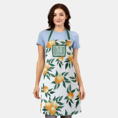 Sinaasappel Citrus Waterverf Monogram Naam Schort (Gedragen)