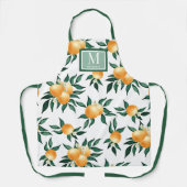 Sinaasappel Citrus Waterverf Monogram Naam Schort (Voorkant)