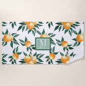 Sinaasappel citrus waterverf monogram naam strandlaken (Voorkant)