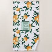 Sinaasappel citrus waterverf monogram naam strandlaken (Voorkant)