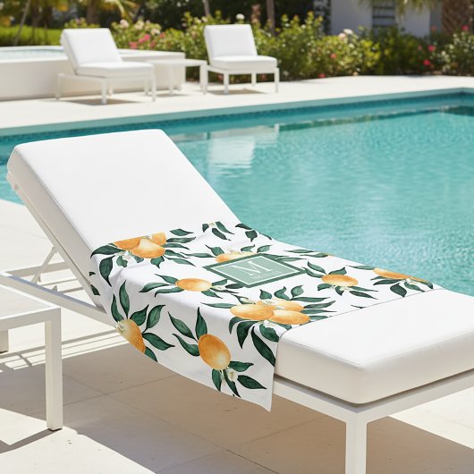 Sinaasappel citrus waterverf monogram naam strandlaken