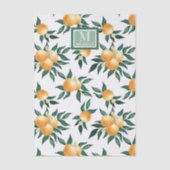 Sinaasappel citrus waterverf monogram naam tissuepapier (Voorkant)