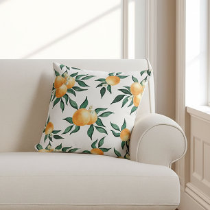 Sinaasappel Citrus Waterverf Tropische Botanische Kussen