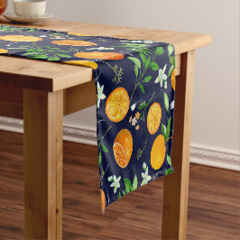 Sinaasappel citrus zomer bloem botanisch patroon korte tafelloper