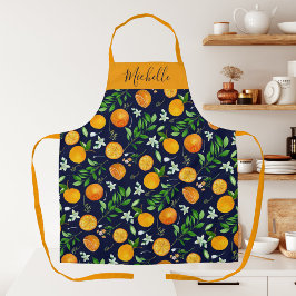 Sinaasappel citrus zomer bloem botanisch patroon schort