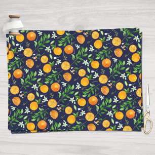 Sinaasappel citrus zomer bloem botanisch patroon tissuepapier