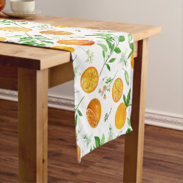 Sinaasappel Citrus Zomer Bloemige Botanische Patro Korte Tafelloper
