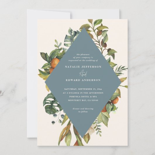 Sinaasappel citrusblauwe waterverf botanische brui (Voorkant)