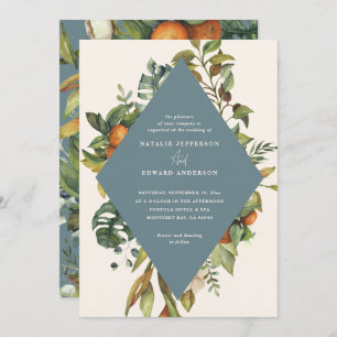 Sinaasappel citrusblauwe waterverf botanische brui