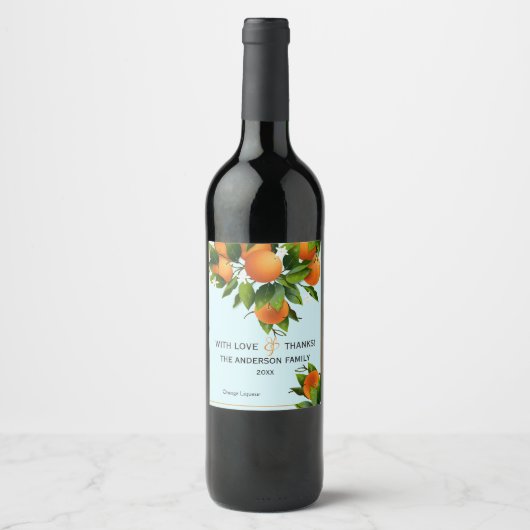 Sinaasappel citrusfruit wijn etiket (Voorkant)