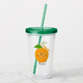 Sinaasappel citrusvruchten die met klauterdansen acryl drinkbeker (Achterkant)