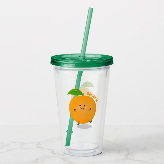 Sinaasappel citrusvruchten die met klauterdansen acryl drinkbeker (Achterkant)