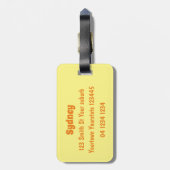 Sinaasappel citrusvruchten die met klauterdansen bagagelabel (Achterkant verticaal)